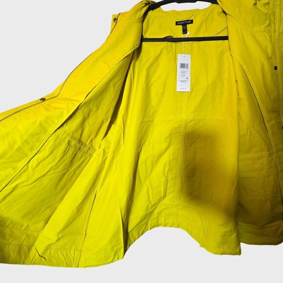 Eileen Fisher Hooded Jacket XL Yellow Drawstring Zip Up Lightweight Minimalist - Picture 12 of 16